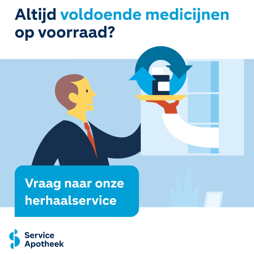 Nooit meer recepten aanvragen? Altijd uw medicijnen op tijd op voorraad? Gebruik de herhaalservice!