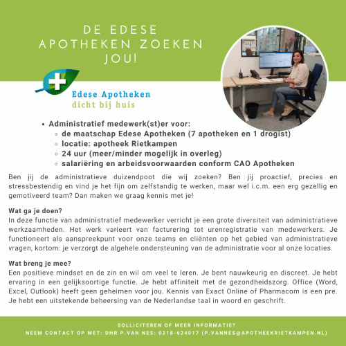 Vacature administratief medewerker (24 uur)